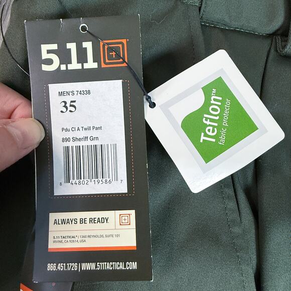 NWT 5.11 PDU A‑Class Twill Pant 35 Unhemmed Sheriff Green Straight Fit Uniform - Picture 6 of 13
